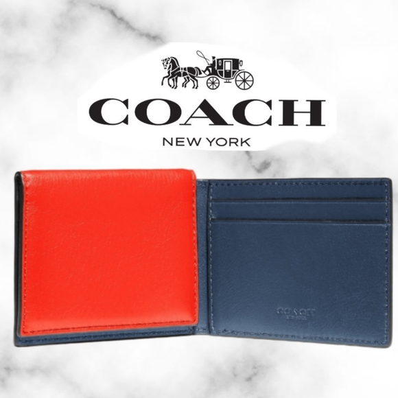 Coach Trifold Card Wallet In Colorblock With Coach Patch - Picture 2 of 4